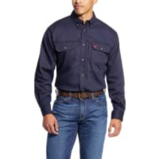 Picture of MENS FR SOLID VENT LS WORK SHIRT-NAVY