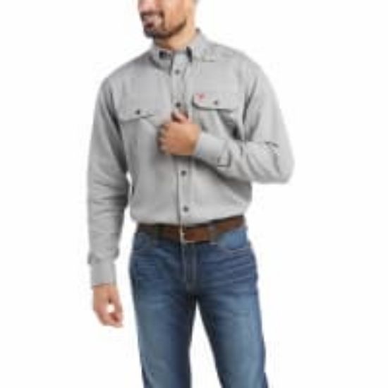Picture of MENS FR SOLID LS WORK SHIRT SILVER FOX
