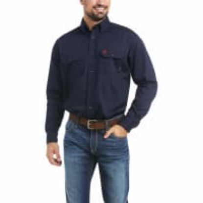 Picture of MENS FR SOLID LS WORK SHIRT NAVY